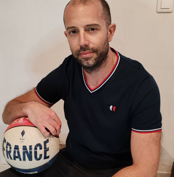 T-shirt homme TRICOLORE bleu marine