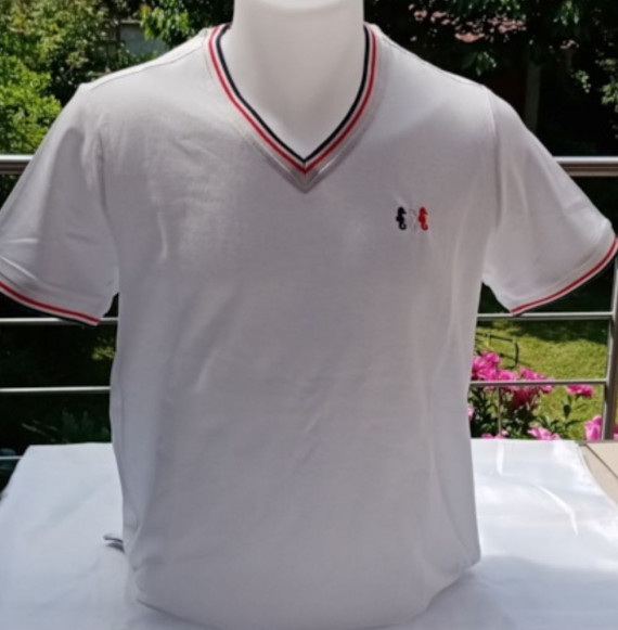 T-shirt homme TRICOLORE blanc 3 hippocampes brodés