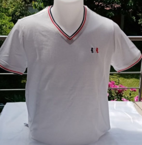 T-shirt homme TRICOLORE blanc 3 hippocampes brodés