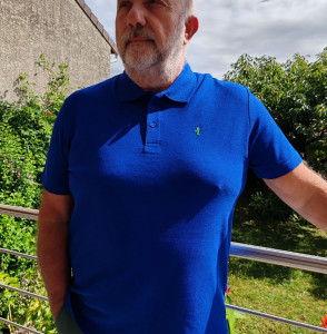 Polo homme bleu ORIGINAL hippocampe vert brodé